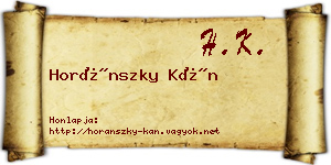 Horánszky Kán névjegykártya